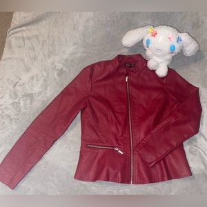 Baccini Red Leather Jacket (M) Good Condition